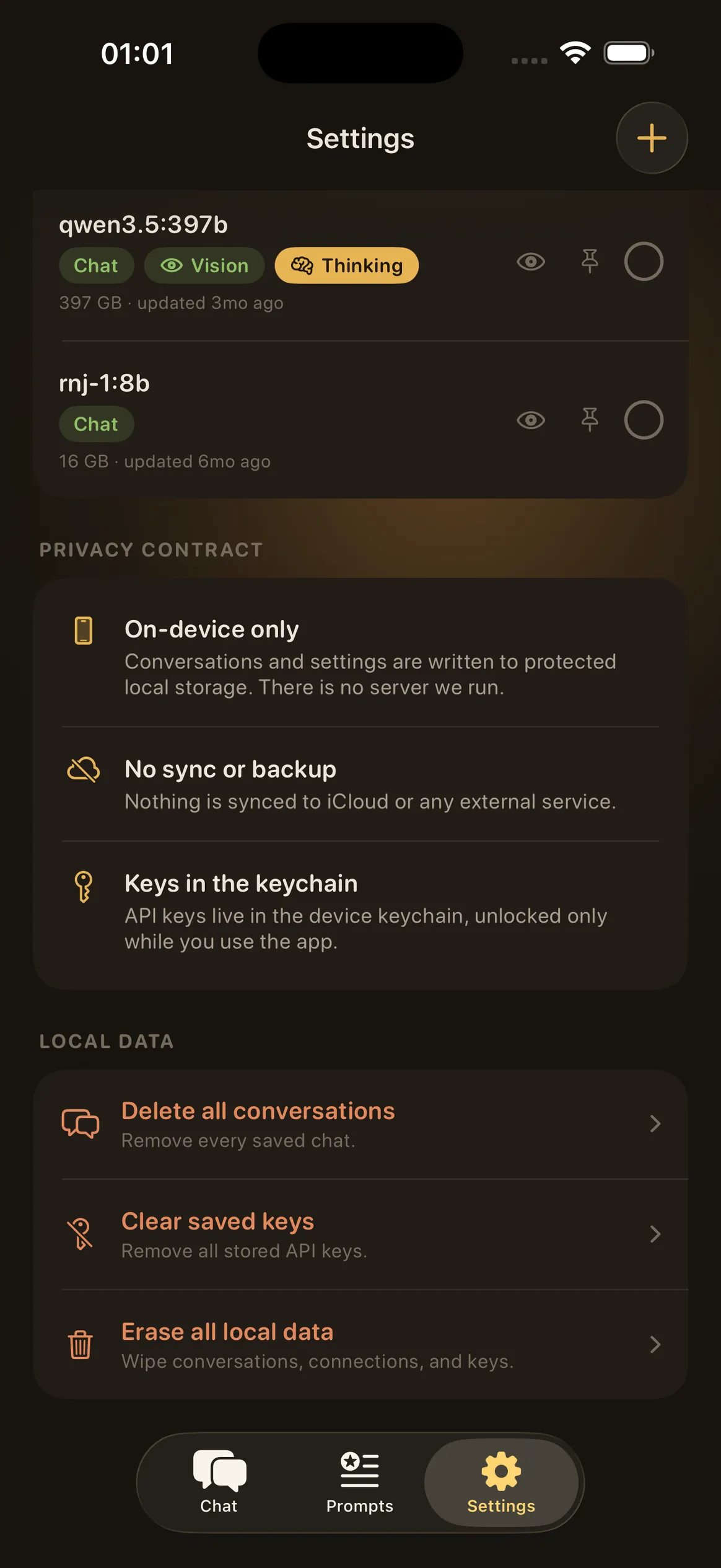 Ollama Mobile – Privacy settings