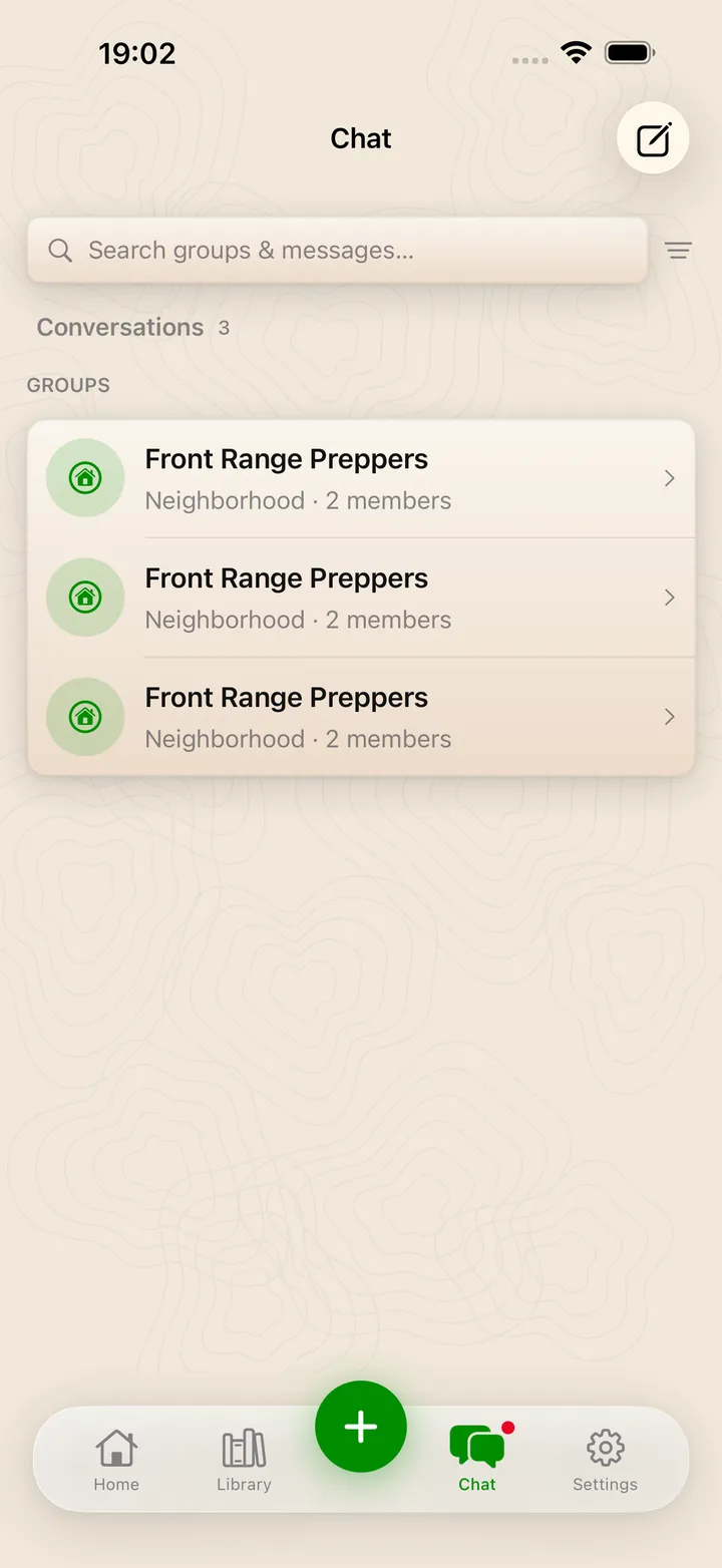 The SHTF App – Community conversations list